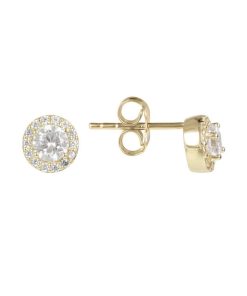 Orecchini Milor | Orecchini A Lobo Punto Luce E Pave In Cubic Zirconia Oro 9Kt