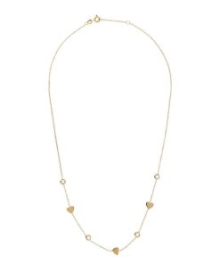 Collane Milor | Collana Catena Rolo Con Cuori E Punti Luce In Cubic Zirconia Oro 9Kt