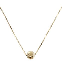 Collane Milor | Collana Catena Rolo Con Pendente Sfera Martellata Piccola Oro 9Kt