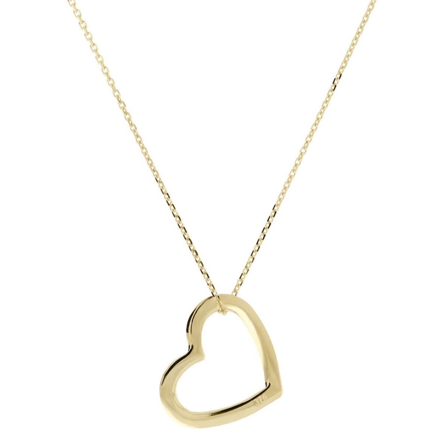 Collane Milor | Collana Catena Rolo Con Pendente Cuore Oro 9Kt