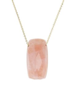 Collane Milor | Collana Maglia Brillantina In Argento 925 Placcato Oro Giallo 18Kt Con Pendente In Pietra Naturale Quarzo Rosa Sfaccettato