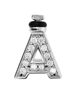 Ciondoli Milor | Charm Duo Lettera Con Pave Di Cubic Zirconia In Argento 925 Placcato Rodio