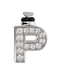 Ciondoli Milor | Charm Duo Lettera Con Pave Di Cubic Zirconia In Argento 925 Placcato Rodio