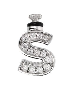 Ciondoli Milor | Charm Duo Lettera Con Pave Di Cubic Zirconia In Argento 925 Placcato Rodio