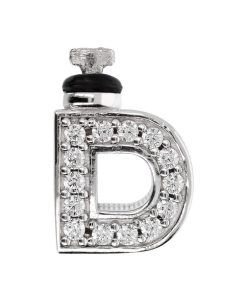 Ciondoli Milor | Charm Duo Lettera Con Pave Di Cubic Zirconia In Argento 925 Placcato Rodio