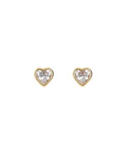 Orecchini Milor | Orecchini Punto Luce Cuore In Oro 18Kt Con Cubic Zirconia