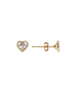 Orecchini Milor | Orecchini Punto Luce Cuore In Oro 18Kt Con Cubic Zirconia