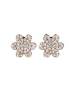 Orecchini Milor | Orecchini A Lobo Con Fiore Pave Oro 9Kt