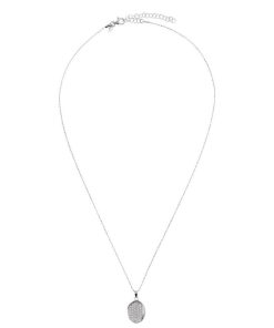 Collane Milor | Collana Catena A Sfere Con Pendete Ovale Pave In Cubic Zirconia In Argento 925 Placcato Rodio