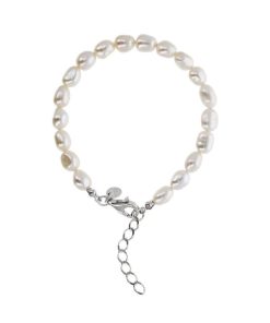 Bracciali Milor | Bracciale Con Perle A Pepita D'Acqua Dolce Bianche O 6/7 Mm In Argento 925 Placcato Oro Bianco 18Kt