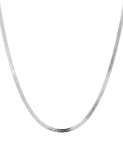 Collane Milor | Collana Girocollo In Maglia Snake Piatta In Argento 925 Placcato Platino