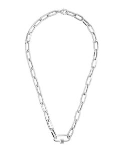 Collane Milor | Collana Duo Maglie Ovali Allungate Con Pendente In Argento 925 Placcato Rodio