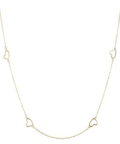 Collane Milor | Collana Catena Rolo Con Cuori Stilizzati Oro 9Kt