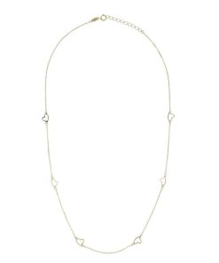 Collane Milor | Collana Catena Rolo Con Cuori Stilizzati Oro 9Kt