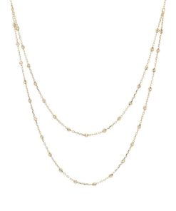 Collane Milor | Collana Multifilo Con Doppia Catena Forzatina Ed Elementi Diamantati Oro 9Kt