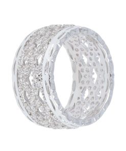 Anelli Milor | Anello A Fascia In Argento 925 Placcato Platino Design Traforato Con Cubic Zirconia