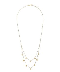 Collane Milor | Collana Multifilo Con Doppia Catena Forzatina E Charms Goccia Oro 9Kt