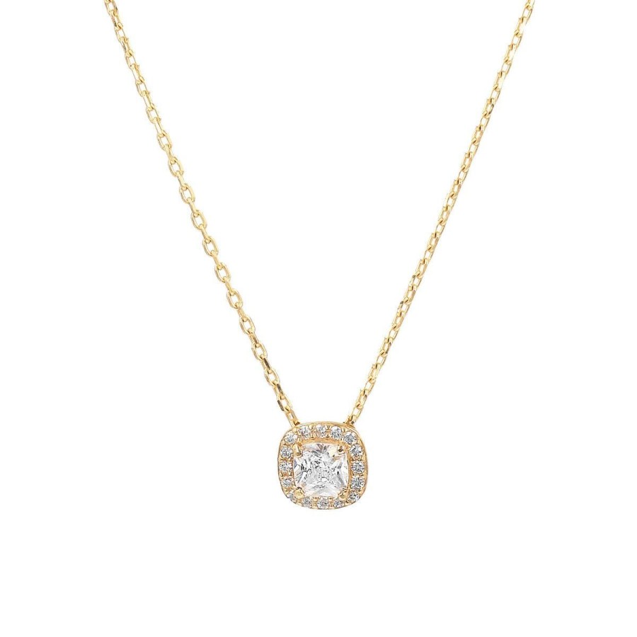 Collane Milor | Collana Catena Forzatina Con Pendente Punto Luce E Cubic Zirconia Oro 9Kt