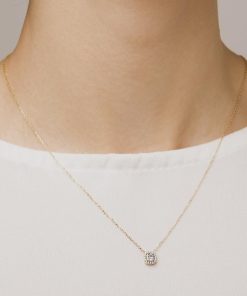 Collane Milor | Collana Catena Forzatina Con Pendente Punto Luce E Cubic Zirconia Oro 9Kt