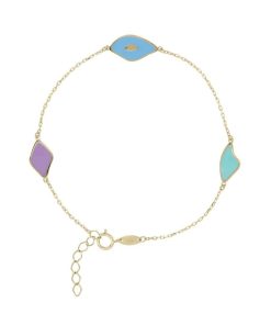 Bracciali Milor | Bracciale Catena Forzatina Con Elementi Geometrici Pastello Oro 9Kt