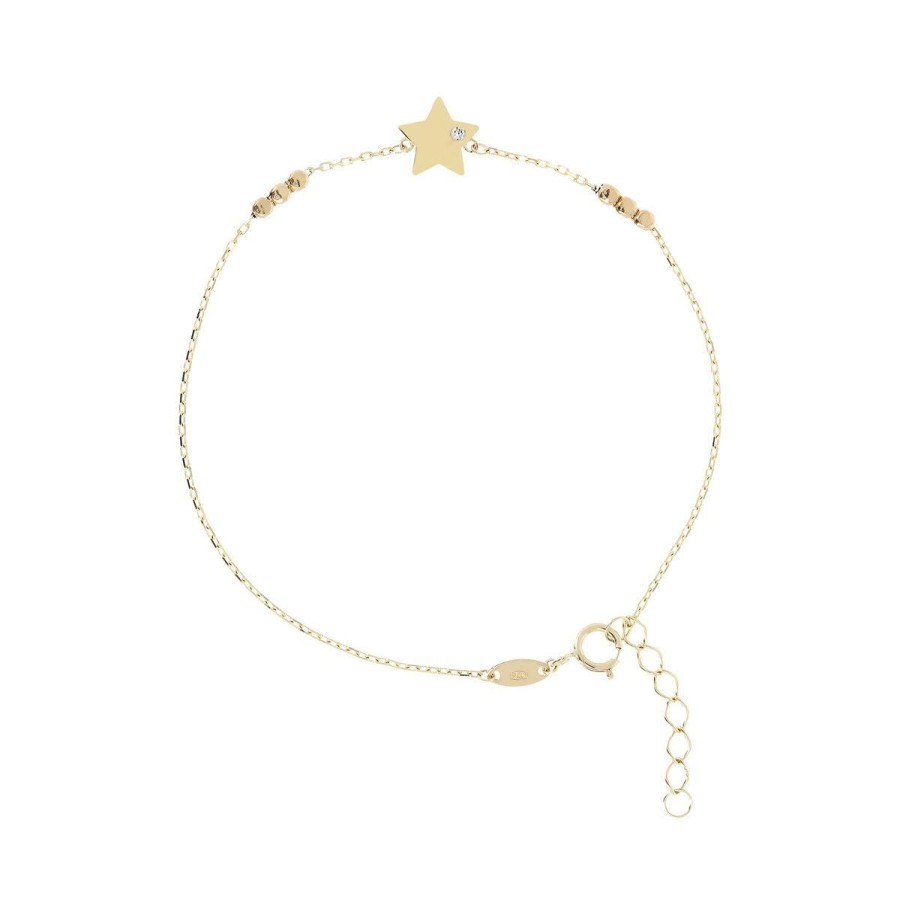 Bracciali Milor | Bracciale Catena Forzatina Con Stella Oro 9Kt