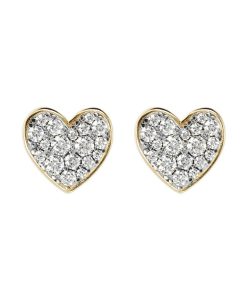 Orecchini Milor | Orecchini Cuore A Lobo In Argento 925 Placcato Oro Giallo 18Kt Con Pave Di Cubic Zirconia