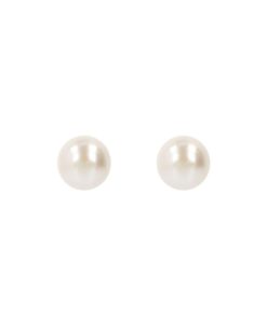 Orecchini Milor | Orecchini In Argento 925 Placcato Oro Bianco 18Kt Con Perle D'Acqua Dolce A Bottone Bianche O 12 Mm