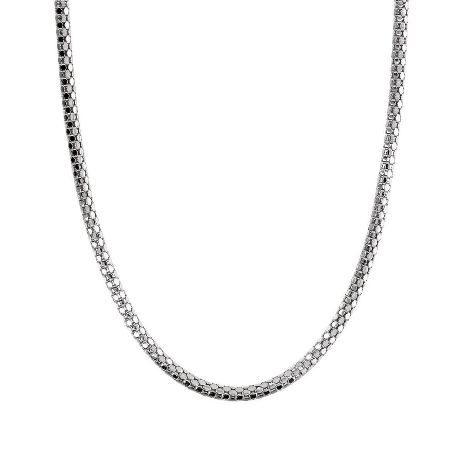 Collane Milor | Collana Girocollo Maglia Popcorn In Argento 925 Placcato Platino