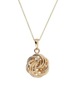 Collane Milor | Collana In Oro 18Kt Maglia Brillantina E Pendente Nodo Diamantato