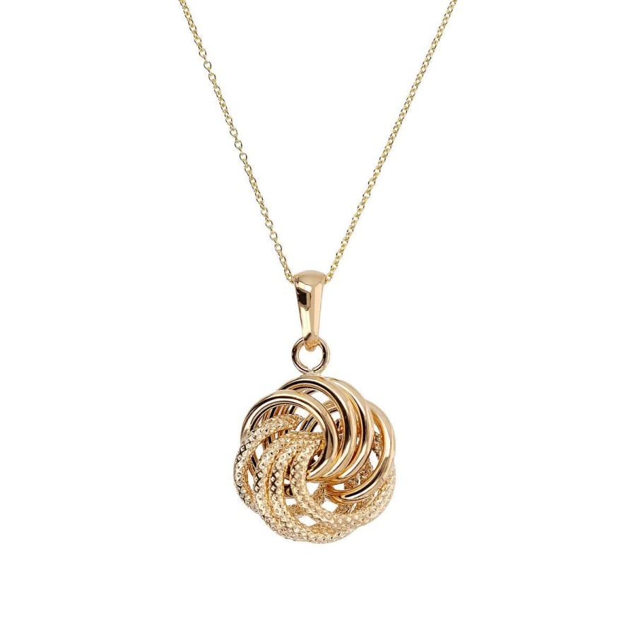 Collane Milor | Collana In Oro 18Kt Maglia Brillantina E Pendente Nodo Diamantato