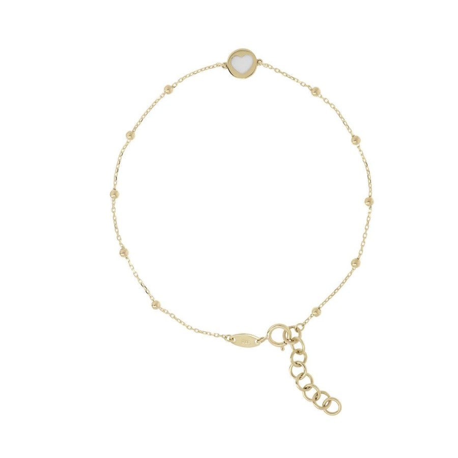 Bracciali Milor | Bracciale Catena Forzatina Con Cuore Smaltato Oro 9Kt