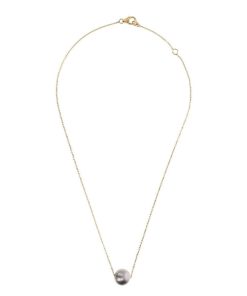 Collane Milor | Collana Con Perla Ming D'Acqua Dolce Grigia O 11/12 Mm In Argento 925 Placcato Oro Giallo 18Kt