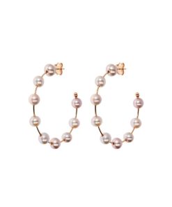 Orecchini Milor | Orecchini A Cerchio Con Perle D'Acqua Dolce Multicolor O 6/6.5 Mm In Argento 925 Placcato Oro Rosa 18Kt