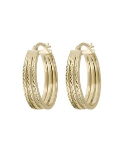 Orecchini Milor | Orecchini Triplo Cerchio Diamantato Oro 9Kt