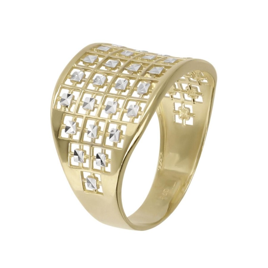 Anelli Milor | Anello Chevalier Con Cubic Zirconia Oro 9Kt