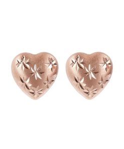 Orecchini Milor | Orecchini A Lobo Con Cuore E Dettagli Diamante Oro Rosa 9Kt