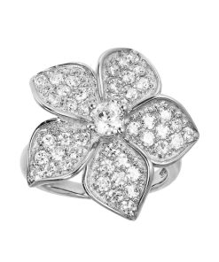 Anelli Milor | Anello Con Fiore Pave In Cubic Zirconia In Argento 925 Placcato Rodio