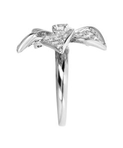 Anelli Milor | Anello Con Fiore Pave In Cubic Zirconia In Argento 925 Placcato Rodio