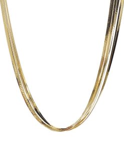 Collane Milor | Collana Multifilo Con Catena Fluid Piatta In Argento 925 Placcato Oro Giallo 18Kt