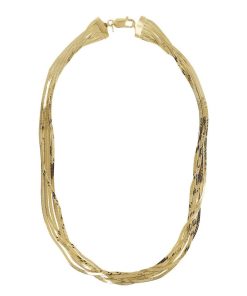 Collane Milor | Collana Multifilo Con Catena Fluid Piatta In Argento 925 Placcato Oro Giallo 18Kt