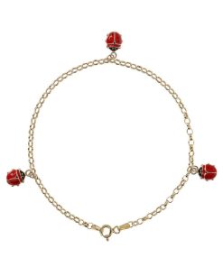 Bracciali Milor | Bracciale Catena Rolo Con Charms Coccinelle Oro 9Kt