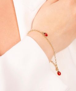 Bracciali Milor | Bracciale Catena Rolo Con Charms Coccinelle Oro 9Kt