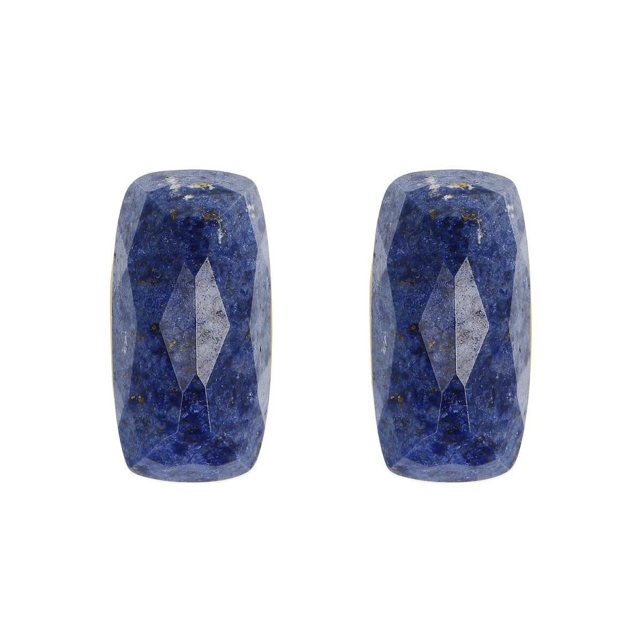 Orecchini Milor | Orecchini In Argento 925 Placcato Oro Giallo 18Kt Con Pietra Naturale Quarzo Blu Denim