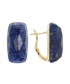 Orecchini Milor | Orecchini In Argento 925 Placcato Oro Giallo 18Kt Con Pietra Naturale Quarzo Blu Denim