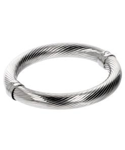 Bracciali Milor | Bracciale Rigido Finitura Ritorta In Argento 925 Placcato Platino