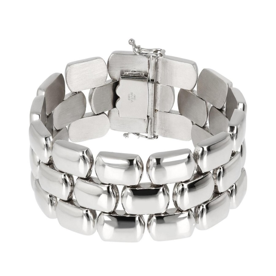 Bracciali Milor | Bracciale Panthere In Argento 925 Placcato Platino