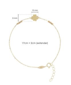 Bracciali Milor | Bracciale Catena Forzatina Con Quadrifoglio Oro 9Kt