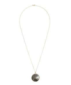 Collane Milor | Collana Lunga In Argento 925 Placcato Oro Giallo 18Kt Con Pendente In Pietra Naturale Madreperla Grigia