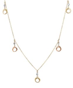 Collane Milor | Collana Catena Rolo Con Charms Anelli E Cubic Zirconia Oro 9Kt