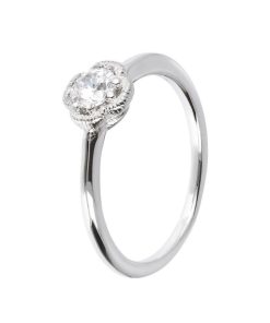 Anelli Milor | Anello Solitario In Argento Con Quadrifoglio In Cubic Zirconia In Argento 925 Placcato Platino